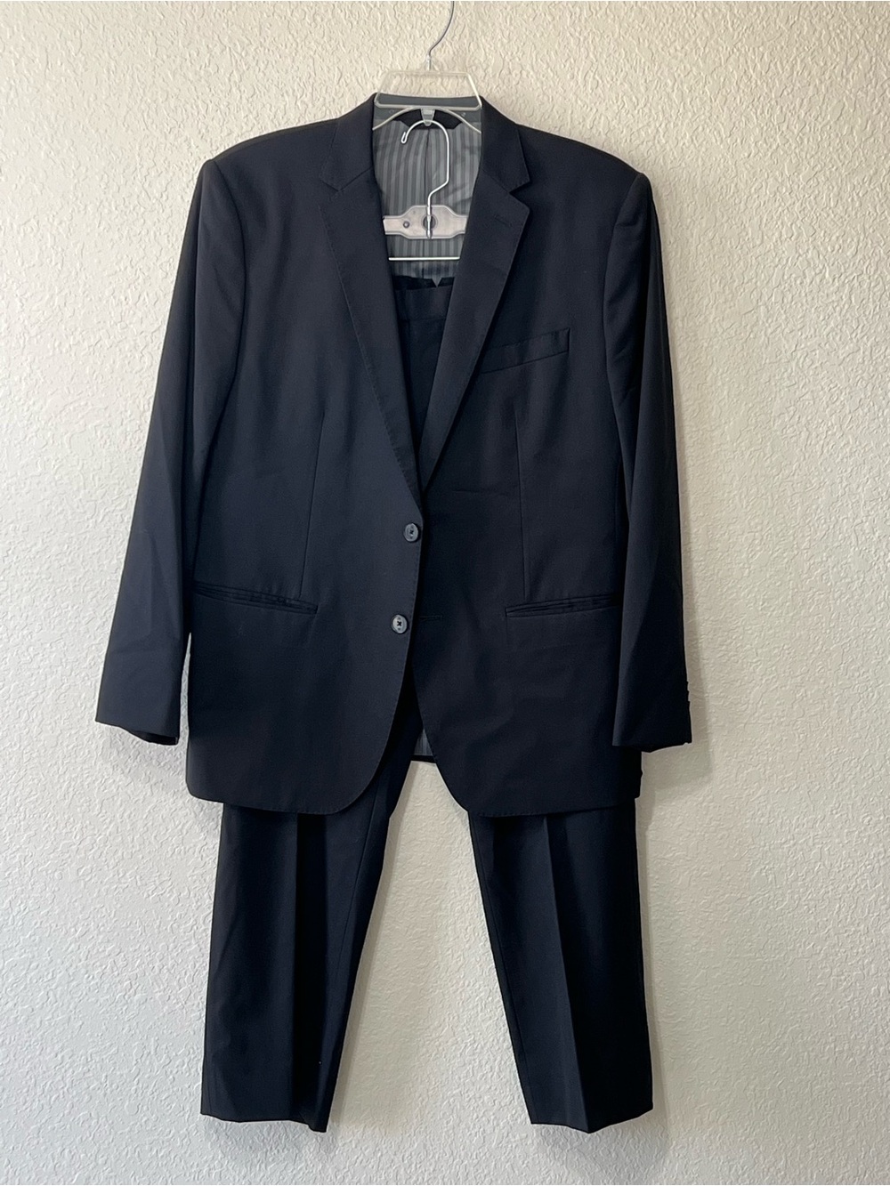 Banana Republic Marzotto Full Suit Lightweight Black Wool Blazer 42S Pants 33